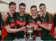 30 April 2016; Mayo players celebrate with the cup after the game. EirGrid GAA Football Under 21 All-Ireland Championship Final, Cork v Mayo. Cusack Park, Ennis, Co. Clare. Picture credit: Piaras Ó Mídheach / SPORTSFILE
