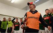 30 April 2016; Mayo manager Michael Solan celebrates with the cup in the dressing room after the game. EirGrid GAA Football Under 21 All-Ireland Championship Final, Cork v Mayo. Cusack Park, Ennis, Co. Clare. Picture credit: Piaras Ó Mídheach / SPORTSFILE