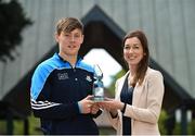 4 May 2016; Dublin footballer Con O'Callaghan who received EirGrid GAA U21 Player of the Month Award for March 2016 from Valerie Hedin, External Comminications Manager, EirGrid. Herbert Park Hotel, Ballsbridge, Co. Dublin. Picture credit: Matt Browne / SPORTSFILE