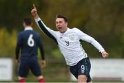 4 May 2016; Joseph Dillon celebrates after Christopher Kenny, Republic of Ireland, scored their side's first goal. Defence Forces European Championships Qualifier, Republic of Ireland v France. Mervue Park, Galway. Picture credit: Diarmuid Greene / SPORTSFILE