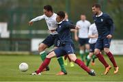 4 May 2016; Joseph Dillon, Republic of Ireland, in action against Julien Dupuis, France. Defence Forces European Championships Qualifier, Republic of Ireland v France. Mervue Park, Galway. Picture credit: Diarmuid Greene / SPORTSFILE