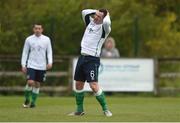4 May 2016; Shane Dempsey, Republic of Ireland, reacts after missing a goal-scoring opportunity. Defence Forces European Championships Qualifier, Republic of Ireland v France. Mervue Park, Galway. Picture credit: Diarmuid Greene / SPORTSFILE