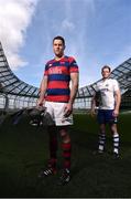 4 May 2016; Clontarf captain Ben Reilly, left, and Cork Constitution captain James Ryan in attendance at an Ulster Bank League Division 1A Final press conference. Aviva Stadium, Lansdowne Road, Dublin. Picture credit: David Maher / SPORTSFILE