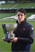 4 May 2016; Joey Carbery, Clontarf, in attendance at an Ulster Bank League Division 1A Final press conference. Aviva Stadium, Lansdowne Road, Dublin. Picture credit: David Maher / SPORTSFILE