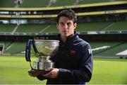 4 May 2016; Joey Carbery, Clontarf, in attendance at an Ulster Bank League Division 1A Final press conference. Aviva Stadium, Lansdowne Road, Dublin. Picture credit: David Maher / SPORTSFILE