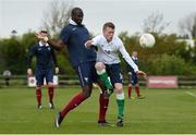 4 May 2016; Gerry Walsh, Republic of Ireland, in action against Karl Kaimba, France. Defence Forces European Championships Qualifier, Republic of Ireland v France. Mervue Park, Galway. Picture credit: Diarmuid Greene / SPORTSFILE