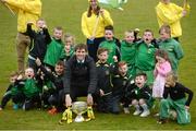 4 May 2016; Former Republic of Ireland international Kevin Kilbane with Pike Rovers supporters during AVIVA's Junior Cup Community Day ahead of the FAI Junior Cup Final on the 14th May at Aviva Stadium. Aviva's FAI Junior Cup Ambassador, Kevin Kilbane was joined by Irish band Na Fianna as he visited the communities of both finalists, Pike Rovers in Limerick and Sheriff YC in north inner city Dublin today #RoadToAviva. Picture credit: Piaras Ó Mídheach / SPORTSFILE