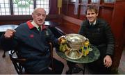 4 May 2016; Aviva's FAI Junior Cup ambassador Kevin Kilbane with Pike Rovers oldest supporter Joseph Junior Joyce, 82 years, in Jerry's O'Dea's pub during AVIVA's Junior Cup Community Day ahead of the FAI Junior Cup Final on the 14th May at Aviva Stadium. Aviva's FAI Junior Cup Ambassador, Kevin Kilbane, was joined by Irish band Na Fianna as he visited the communities of both Finalists, Pike Rovers in Limerick and Sheriff YC in north inner city Dublin today #RoadToAviva  Picture credit: Piaras Ó Mídheach / SPORTSFILE