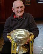4 May 2016; Pike Rovers supporter Clem O'Shaughnessy with the FAI Junior Cup during AVIVA's Junior Cup Community Day ahead of the FAI Junior Cup Final on the 14th May at Aviva Stadium. Aviva's FAI Junior Cup Ambassador, Kevin Kilbane, was joined by Irish band Na Fianna as he visited the communities of both Finalists, Pike Rovers in Limerick and Sheriff YC in north inner city Dublin today #RoadToAviva  Picture credit: Piaras Ó Mídheach / SPORTSFILE