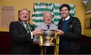 4 May 2016; Aviva's FAI Junior Cup ambassador Kevin Kilbane with Pike Rovers supporters and sponsors Limerick City Mayor Jerry O'Dea, left, and his father John Joe O'Dea in Jerry's O'Dea's pub during AVIVA's Junior Cup Community Day ahead of the FAI Junior Cup Final on the 14th May at Aviva Stadium. Aviva's FAI Junior Cup Ambassador, Kevin Kilbane, was joined by Irish band Na Fianna as he visited the communities of both Finalists, Pike Rovers in Limerick and Sheriff YC in north inner city Dublin today #RoadToAviva  Picture credit: Piaras Ó Mídheach / SPORTSFILE