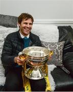 4 May 2016; Aviva's FAI Junior Cup ambassador Kevin Kilbane surprises Pike Rovers super fan Luke Grimes with VIP tickets for the FAI Junior Cup Final at the Aviva Stadium on 14th May. Luke, who is confined to a wheelchair due to illness, is Pike’s biggest supporter and is a mainstay around the clubhouse.  He has even had an honourary managerial role at the club. Kilbane surprised Luke as part of Aviva’s Community Day in which he visited the communities of both finalists ahead of the game next weekend #RoadToAviva Picture credit: Piaras Ó Mídheach / SPORTSFILE