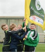 4 May 2016; Pike Rovers supporters join in on the activities during AVIVA's Junior Cup Community Day in Pike Rovers clubhouse ahead of the FAI Junior Cup Final on the 14th May at Aviva Stadium. Aviva's FAI Junior Cup Ambassador, Kevin Kilbane, was joined by Irish band Na Fianna as he visited the communities of both Finalists, Pike Rovers in Limerick and Sheriff YC in north inner city Dublin today #RoadToAviva  Picture credit: Piaras Ó Mídheach / SPORTSFILE