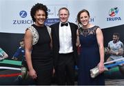 4 May 2016; Ireland head coach Joe Schmidt with Sophie Spence, left, and Claire Culhane from the Ireland Ladies team, in attendance at the Zurich IRUPA Rugby Player Awards 2016. Hilton by Double Tree, Dublin. Picture credit: Matt Browne / SPORTSFILE