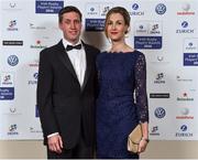 4 May 2016; Former Ireland and Munster fly-half Ronan O'Gara with his wife Jessica in attendance at the Zurich IRUPA Rugby Player Awards 2016. Hilton by Double Tree, Dublin. Picture credit: Matt Browne / SPORTSFILE