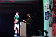 4 May 2016; Rob Kearney, Chairman of IRUPA, speaking at the Zurich IRUPA Rugby Player Awards 2016. Hilton by Double Tree, Dublin. Picture credit: Matt Browne / SPORTSFILE