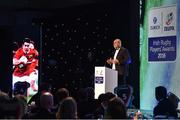 4 May 2016; Omar Hassanein, CEO, IRUPA, speaking at the Zurich IRUPA Rugby Player Awards 2016. Hilton by Double Tree, Dublin. Picture credit: Matt Browne / SPORTSFILE