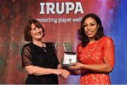 4 May 2016; Sene Naoupu is presented with the BNY Mellon Women's 15's Player of the Year by Janet Wright, BNY. Hilton by Double Tree, Ballsbridge, Dublin. Picture credit: Ramsey Cardy / SPORTSFILE