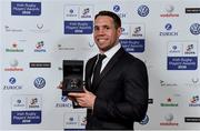 4 May 2016; Leinster's Isaac Boss with the Vodafone Medal of Excellence award at the Zurich IRUPA Rugby Player Awards 2016. Hilton by Double Tree, Dublin. Picture credit: Matt Browne / SPORTSFILE
