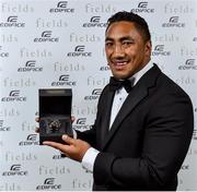 4 May 2016; Connacht's Bundee Aki with the Powerscourt Hotel Resort & Spa Rugby Moment of the Year award at the Zurich IRUPA Rugby Player Awards 2016. Hilton by Double Tree, Dublin. Picture credit: Matt Browne / SPORTSFILE