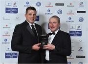 4 May 2016; Munster and Ireland's CJ Stander is presented with the Zurich IRUPA Players' Player of the Year 2016 award by Conor Brennan, CEO of Zurich at the Zurich IRUPA Rugby Player Awards 2016. Hilton by Double Tree, Dublin. Picture credit: Matt Browne / SPORTSFILE