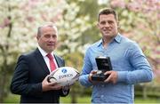 4 May 2016; The Zurich IRUPA Players' Player of the Year, Munster and Ireland's CJ Stande with Conor Brennan, Zurich. Herbert Park, Dublin. Picture credit: Ramsey Cardy / SPORTSFILE