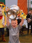 4 May 2016; Sheriff YC supporter Brandan Mangan, aged 10, during AVIVA's Junior Cup Community Day in Sheriff YC clubhouse ahead of the FAI Junior Cup Final on the 14th May at Aviva Stadium. Aviva's FAI Junior Cup Ambassador, Kevin Kilbane, was joined by Irish band Na Fianna as he visited the communities of both Finalists, Pike Rovers in Limerick and Sheriff YC in north inner city Dublin today #RoadToAviva  Picture credit: Piaras Ó Mídheach / SPORTSFILE