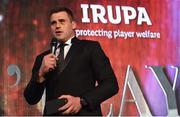 4 May 2016; CJ Stander is interviewed after winning the Zurich IRUPA Players' Player of the Year at the Zurich IRUPA Rugby Player Awards. Hilton by Double Tree, Ballsbridge, Dublin. Picture credit: Ramsey Cardy / SPORTSFILE