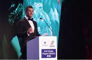 4 May 2016; Rob Kearney, Chairman, IRUPA, speaking at the Zurich IRUPA Rugby Player Awards. Hilton by Double Tree, Ballsbridge, Dublin. Picture credit: Ramsey Cardy / SPORTSFILE
