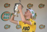 30 May 2010; Race winner Alexander Wetterhall, Team Sprocket Pro Cycling, celebrates with the cup. FBD Insurance Ras, Stage 8, Kilcullen - Skerries. Picture credit: Stephen McCarthy / SPORTSFILE