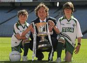 1 June 2010; Paul Henderson, Managing Director, Associated Newspapers Ireland, with Ollie Jones, left, and Jed Jones, from Castleknock, Co. Dublin, at the announcement of the Irish Daily Mail and TG4 as Broadcasting and Team Partners of the International Rules Series. Croke Park, Dublin. Photo by Sportsfile