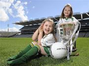 1 June 2010; Mia and Zoe Helly, right, from Castleknock, Co. Dublin, at the announcement of the Irish Daily Mail and TG4 as Broadcasting and Team Partners of the International Rules Series. Croke Park, Dublin. Photo by Sportsfile