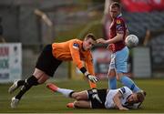 6 May 2016; Galway United goalkeeper Conor Winn, and team-mate Stephen Walsh, in action against John Mountney, Dundalk. SSE Airtricity League, Premier Division, Dundalk v Galway United. Oriel Park, Dundalk, Co. Louth. Photo by Sportsfile