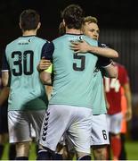 6 May 2016; Conor McCormack, right, Derry City, celebrates with Ryan McBride at the end of the game. SSE Airtricity League, Premier Division, St Patrick's Athletic v Derry City. Richmond Park, Dublin. Picture credit: David Maher / SPORTSFILE