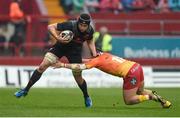 7 May 2016; Tommy O'Donnell, Munster, is tackled by Steffan Evans, Scarlets. Guinness PRO12, Round 22, Munster v Scarlets. Thomond Park, Limerick. Picture credit: Diarmuid Greene / SPORTSFILE
