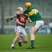 7 May 2016; Alan Devine of Westmeath is tackled by Tom Murnane of Kerry, who received a yellow card, during the Leinster GAA Hurling Championship Round 2 Qualifier, Kerry v Westmeath, at Austin Stack Park in Tralee, Co. Kerry. Picture credit: Ray McManus / SPORTSFILE