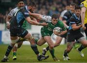 7 May 2016; AJ MacGinty, Connacht, is tackled by Ryan Wilson, Glasgow Warriors. Guinness PRO12, Round 22, Connacht v Glasgow Warriors. Sportsground, Galway. Picture credit: Seb Daly / SPORTSFILE