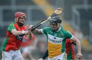 7 May 2016; Shane Dooley, Offaly, in action against Richard Coady, Carlow. Leinster GAA Hurling Championship Qualifier, Round 2, Offaly v Carlow. O'Connor Park, Tullamore, Co. Offaly. Picture credit: Matt Browne / SPORTSFILE