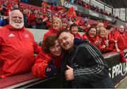 7 May 2016; Munster's Dave Kilcoyne celebrates with Michelle D'Arcy from the Munster Rugby supporters choir after after the game. Guinness PRO12, Round 22, Munster v Scarlets. Thomond Park, Limerick. Picture credit: Diarmuid Greene / SPORTSFILE