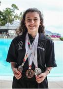 7 May 2016; Nicole Turner, Portarlington, Co. Laois, with her one bronze medal and two silvers. IPC European Open Swim Championships. Funchal, Portugal. Picture credit: Carlos Rodrigues / SPORTSFILE