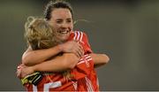 7 May 2016; Cork's Orlagh Farmer, behind, and Orla Finn celebrate after the game. Lidl Ladies Football National League, Division 1, Final, Mayo v Cork. Parnell Park, Dublin. Picture credit: Piaras Ó Mídheach / SPORTSFILE