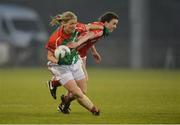 7 May 2016; Cora Staunton, Mayo, in action against Shauna Kelly, Cork. Lidl Ladies Football National League, Division 1, Final, Mayo v Cork. Parnell Park, Dublin. Picture credit: Piaras Ó Mídheach / SPORTSFILE