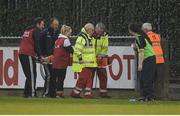 7 May 2016; Cork's Ciara O'Sullivan is brought off the field by medics during the second half. Lidl Ladies Football National League, Division 1, Final, Mayo v Cork. Parnell Park, Dublin. Picture credit: Piaras Ó Mídheach / SPORTSFILE