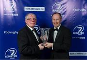 7 May 2016; Rory Sheridan, Head of Sponsorship, Diageo Ireland, presents Ollie Cambell with the Guinness Hall of Fame award. The Leinster Awards Ball celebrated the 2015/16 season to date, with players past and present, and said a fond farewell to a number of players who had contributed much to the success of Leinster over the years. Ben Te'o and Josh van der Flier were the big winners on the night as they won the Bank of Ireland Players' Player of the Year and the Laya Healthcare Young Player of the Year Awards, while Belvedere College and St Mary's RFC were notable winners on the domestic side. DoubleTree by Hilton, Dublin. Picture credit: Stephen McCarthy / SPORTSFILE