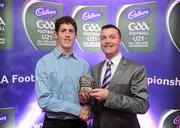 2 June 2010; Shane Guest, Senior Brand Manager, Cadbury Ireland, with Dublin footballer Rory O'Carroll who was short listed for the 2010 Cadbury Hero of the Future Award. Rory O'Carroll was one of 14 short listed players who excelled throughout the 2010 Cadbury GAA U21 Football Championship. The 2010 Cadbury Hero of the Future Award was won by Rory O’Carroll, from Dublin. All nominees can be seen on www.cadburygaau21.com. Past winners, Colm O’Neill and Fintan Goold from Cork, Killian Young from Kerry and Keith Higgins from Mayo have gone on to represent their Counties at Senior level. Cadbury Under 21 Hero of the Future Awards, Croke Park, Dublin. Picture credit: Stephen McCarthy / SPORTSFILE