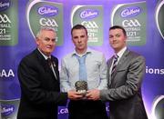 2 June 2010; Uachtarán Chumann Lúthchleas Gael Criostóir Ó Cuana and Shane Guest, Senior Brand Manager, Cadbury Ireland, with Tipperary footballer Peter Acheson who was shortlisted for the 2010 Cadbury Hero of the Future Award, Peter was one of 14 short listed players who excelled throughout the 2010 Cadbury GAA U21 Football Championship. The 2010 Cadbury Hero of the Future Award was won by Rory O’Carroll, from Dublin. All nominees can be seen on www.cadburygaau21.com. Past winners, Colm O’Neill and Fintan Goold from Cork, Killian Young from Kerry and Keith Higgins from Mayo have gone on to represent their Counties at Senior level. Cadbury Under 21 Hero of the Future Awards, Croke Park, Dublin. Picture credit: Stephen McCarthy / SPORTSFILE