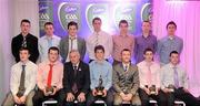 2 June 2010; Cadbury Under 21 Hero of the Future Awards winners, back row, from left, Michael Higgins, Roscommon, Peter Acheson, Tipperary, Neil Collins, Roscommon, Brendan Murphy, Carlow, David Givney, Cavan, Dean Rock and Nicky Devereux, both Dublin, with, front row, from left, Leo McLoone, Michael Murphy, both Donegal, Uachtarán Chumann Lúthchleas Gael Criostóir Ó Cuana, Rory O'Carroll, Dublin, Shane Guest, Senior Brand Manager, Cadbury Ireland, Paul Geaney, Kerry, and Sean Carey, Tipperary. The 2010 Cadbury Hero of the Future Award was won by Rory O’Carroll, from Dublin. All nominees can be seen on www.cadburygaau21.com. Past winners, Colm O’Neill and Fintan Goold from Cork, Killian Young from Kerry and Keith Higgins from Mayo have gone on to represent their Counties at Senior level. Cadbury Under 21 Hero of the Future Awards, Croke Park, Dublin. Picture credit: Stephen McCarthy / SPORTSFILE