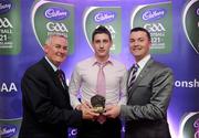 2 June 2010; Uachtarán Chumann Lúthchleas Gael Criostóir Ó Cuana and Shane Guest, Senior Brand Manager, Cadbury Ireland, with Kerry footballer Paul Geaney who was short listed for the 2010 Cadbury Hero of the Future Award, Paul was one of 14 short listed players who excelled throughout the 2010 Cadbury GAA U21 Football Championship. The 2010 Cadbury Hero of the Future Award was won by Rory O’Carroll, from Dublin. All nominees can be seen on www.cadburygaau21.com. Past winners, Colm O’Neill and Fintan Goold from Cork, Killian Young from Kerry and Keith Higgins from Mayo have gone on to represent their Counties at Senior level. Cadbury Under 21 Hero of the Future Awards, Croke Park, Dublin. Picture credit: Stephen McCarthy / SPORTSFILE