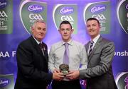 2 June 2010; Uachtarán Chumann Lúthchleas Gael Criostóir Ó Cuana and Shane Guest, Senior Brand Manager, Cadbury Ireland, with Tipperary footballer Sean Carey who was shortlisted for the 2010 Cadbury Hero of the Future Award, Sean was one of 14 short listed players who excelled throughout the 2010 Cadbury GAA U21 Football Championship. The 2010 Cadbury Hero of the Future Award was won by Rory O’Carroll, from Dublin. All nominees can be seen on www.cadburygaau21.com. Past winners, Colm O’Neill and Fintan Goold from Cork, Killian Young from Kerry and Keith Higgins from Mayo have gone on to represent their Counties at Senior level. Cadbury Under 21 Hero of the Future Awards, Croke Park, Dublin. Picture credit: Stephen McCarthy / SPORTSFILE