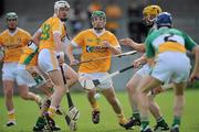 30 May 2010; Paul Shiels and Liam Watson, left, Antrim, in action against James Rigney, Offaly. Leinster GAA Hurling Senior Championship, Antrim v Offaly, Parnell Park, Dublin. Picture credit: Brian Lawless / SPORTSFILE