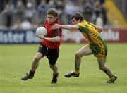 30 May 2010; Shea McCartan, Down, in action against Jamie Gallagher, Donegal. ESB Ulster GAA Football Minor Championship Quarter-Final, Donegal v Down, Mac Cumhail Park, Ballybofey, Co. Donegal. Picture credit: Oliver McVeigh / SPORTSFILE